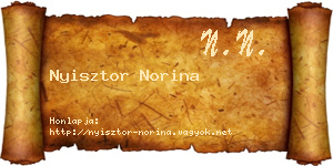 Nyisztor Norina névjegykártya